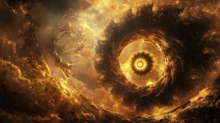 Cosmic Vortex: A Golden Celestial Nebula