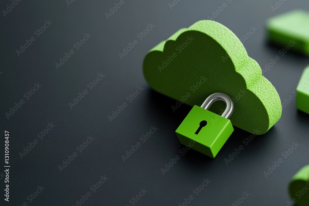 Aufkleber eco-tech cybersecurity visualization innovative green cloud data protection concept for next-gen dig