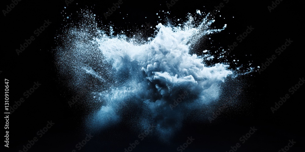 Poster dynamic powder explosion ethereal freeze-frame moment of cinematic particle burst - creative visual 