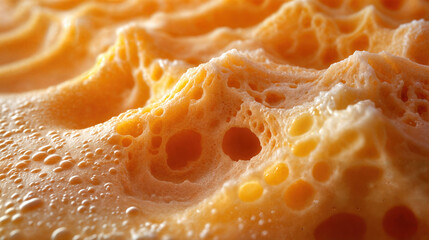 Close-up View of Bubbling Fermenting Mixture in a Brewing Beer Process at a Craft Brewery Facility