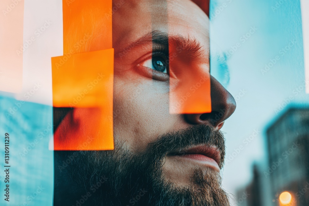 Poster geometric identity urban creative professional explores digital fragmentation through innovative vis