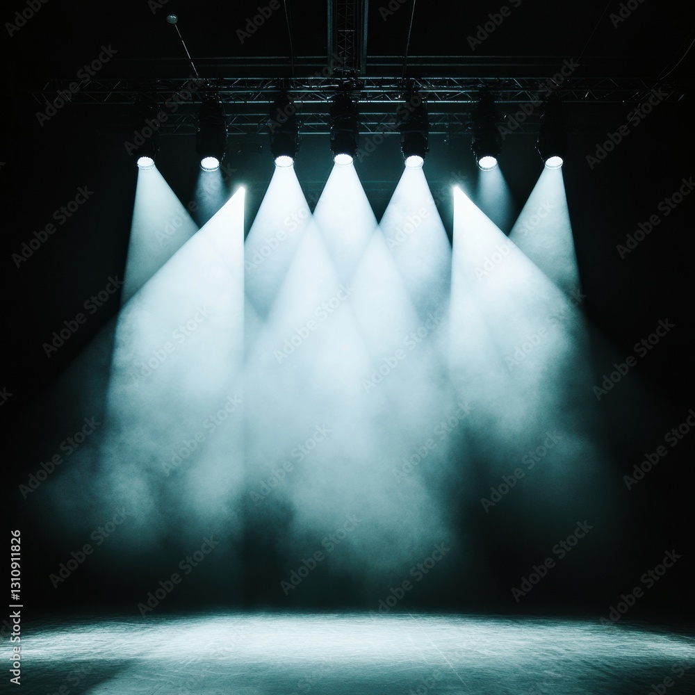 Poster immersive stage design cinematic lighting truss with atmospheric fog effects - dynamic production vi