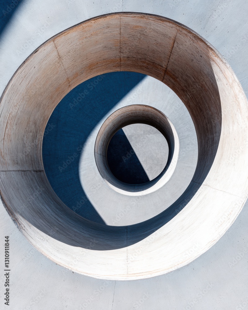 Poster Minimalist Architectural Spiral Geometric Concrete Design Exploring Spatial Dynamics, Urban Innovation and Contemporary Architectural Visualization
