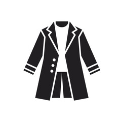 Overcoat vector icon in black color isolated on white.