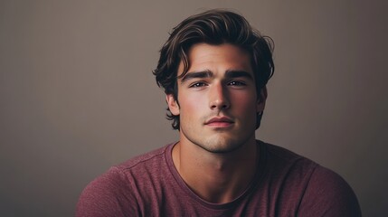 Fototapeta premium Stylish Portrait of a Young Man with Natural Hair and Intense Expression
