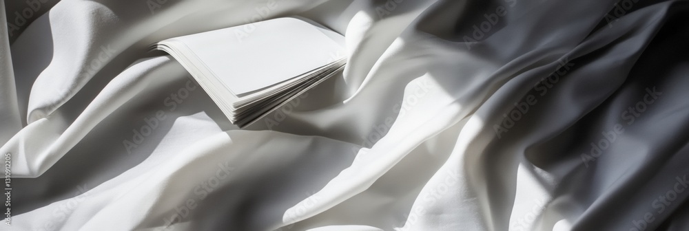 Poster Minimalist White Paper Flow Soft Textile Dynamics Showcasing Elegant Design Aesthetics in Contemporary Visual Communication and Creative Studio Styling