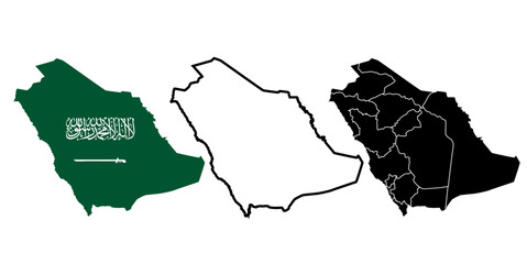 Saudi Arabia country map flag on transparent background vector stock