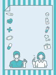 医療イラストの縁取りフレーム