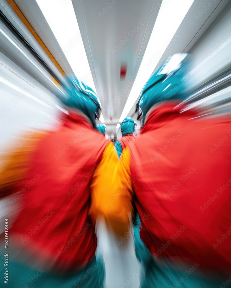 Aufkleber dynamic emergency response high-velocity medical intervention visualization with radial motion blur 