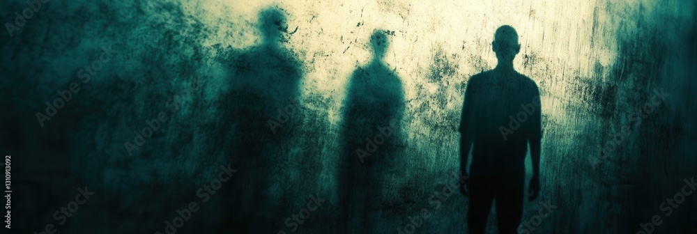 Aufkleber Mysterious silhouettes in dark tones create an abstract sense of fear and intrigue in a blurred background Generative AI