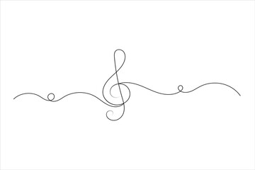 Music notes one line drawing and isolated continuous outline vector illustration icon