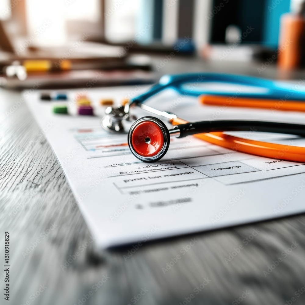 Aufkleber next-gen healthcare collaboration precision digital diagnostics with telemedicine stethoscope and ad