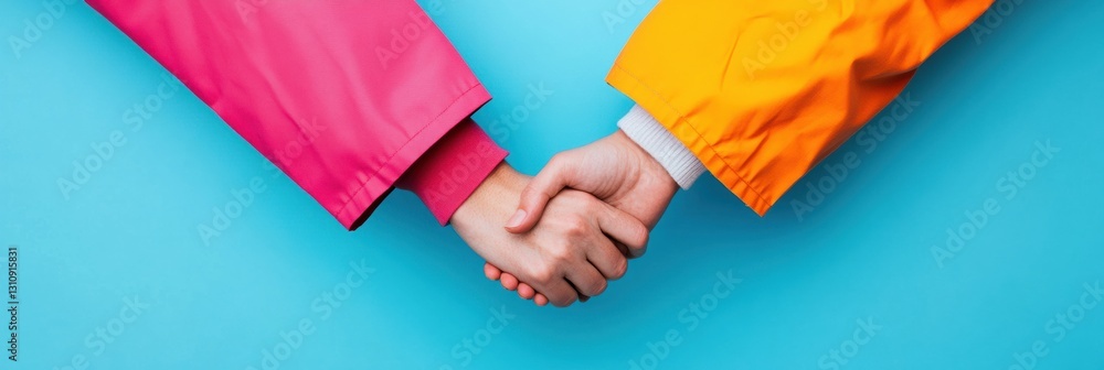 Aufkleber vibrant collaborative connection minimalist handshake in bold color-block design showcasing modern p
