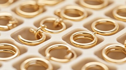Assortment of Gold Hoops Displayed in Elegant Jewelry Tray