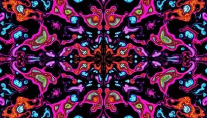 Colorful abstract art pattern digital creation graphic design vibrant colors symmetrical view modern aesthetic