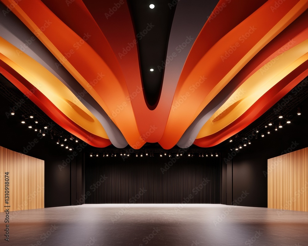 Aufkleber Immersive XR Conference Stage Design Dynamic Acoustical Architecture with Warm Gradient Lighting - Next-Gen Event Production and Innovative Presentation Environments