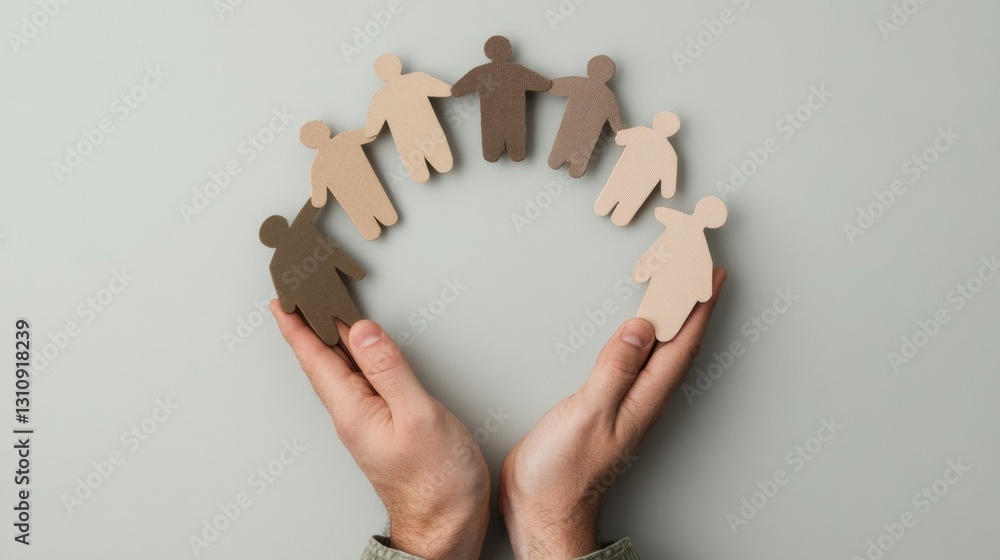 Aufkleber inclusive collaboration visualization diverse paper silhouettes forming unity heart - next-gen workf