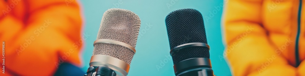 Aufkleber dynamic urban journalism insights professional broadcast microphones capturing live news with next-g