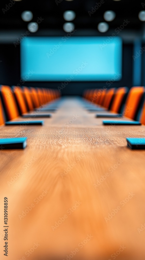 Poster Hybrid Workspace Dynamics Minimalist Conference Room Design with Ergonomic Seating and Advanced Projection Technology - Future of Collaborative Professional Environments