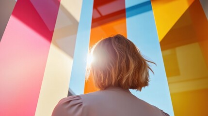 Vibrant Minimalist Career Vision Bold Geometric Color-Block Workplace Empowerment and Professional Breakthrough Imagery for Modern Entrepreneurial Storytelling