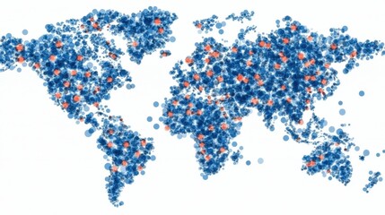 Obraz premium A Global Perspective: Visualizing Human Connections Across the World Through Colorful Points of Interaction on a Map.