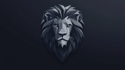 Obraz premium Geometric lion portrait, dark background, wallpaper
