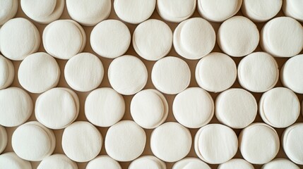 Minimalist Symmetry Soft Beige Cotton Pads Aerial Pattern - Contemporary Wellness Design for Skincare, Beauty Tech, and Mindful Aesthetics