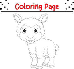 Happy Sheep Coloring Page  For Kids