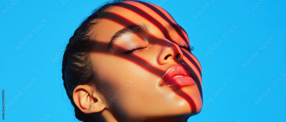 Poster neon emotion immersive digital portrait exploring gen z creativity, artistic expression and emotiona