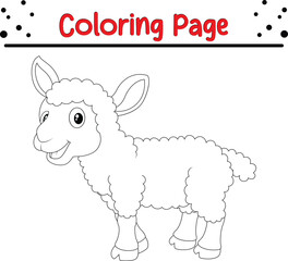 Happy Sheep Coloring Page  For Kids
