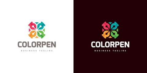creative pen color logo vector