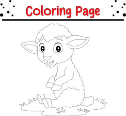 Happy Sheep Coloring Page  For Kids