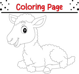 Happy Sheep Coloring Page  For Kids