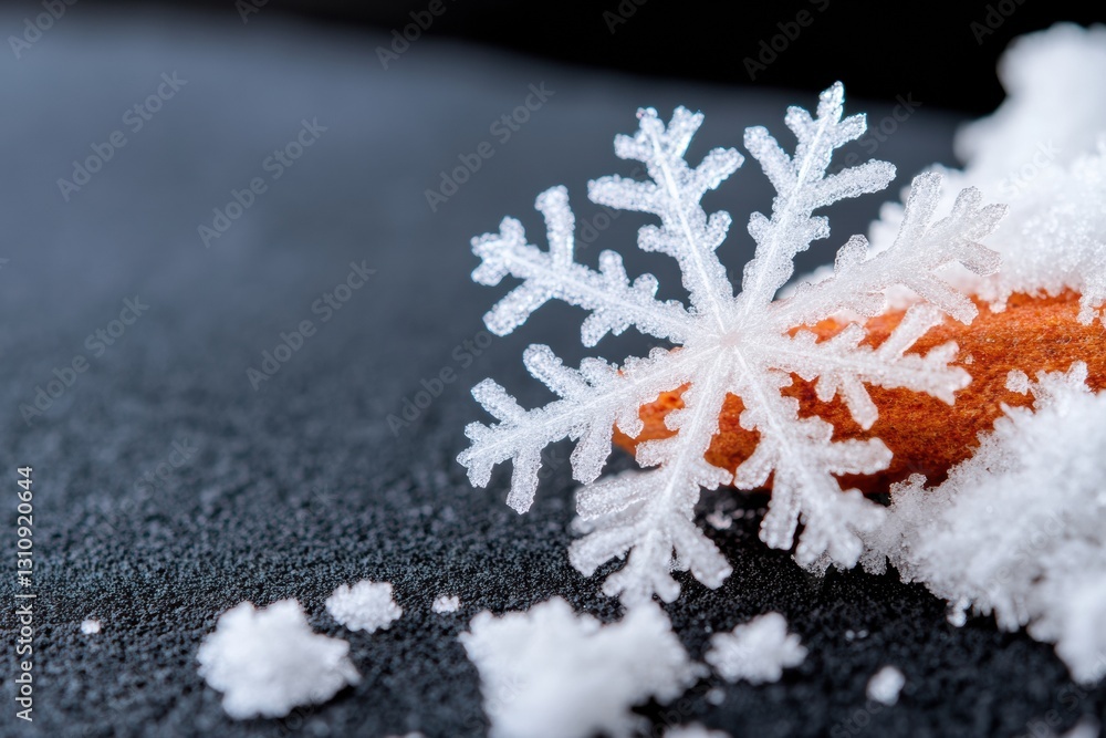 Poster crystalline winter elegance macro snowflake revealing intricate ice formations for minimalist design