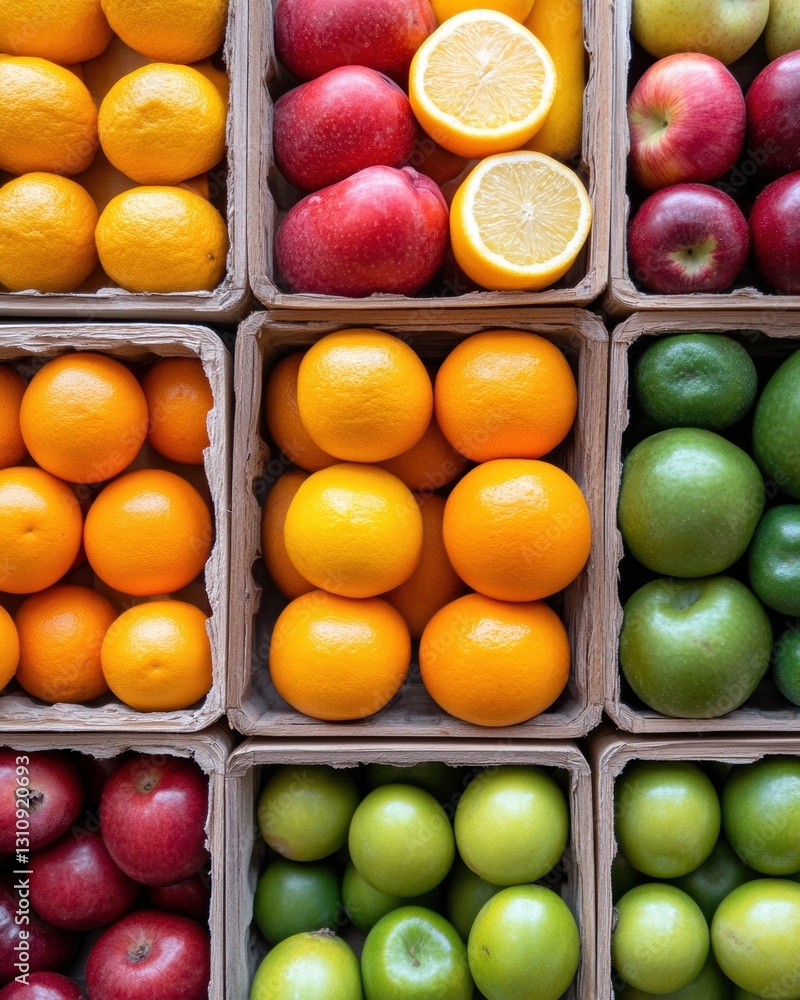 Aufkleber vibrant farm-to-table artisan produce display sustainable local market aesthetic with color-coded wo