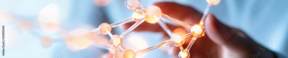 Poster quantum biotech breakthrough illuminated molecular hologram visualizing precision genetic engineerin