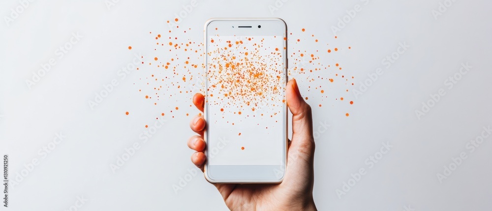 Aufkleber Crypto Revolution Dynamic Mobile Fintech Visualization with Golden Bitcoin Particles Transforming Digital Finance Landscape for Next-Gen Investors and Blockchain Innovators