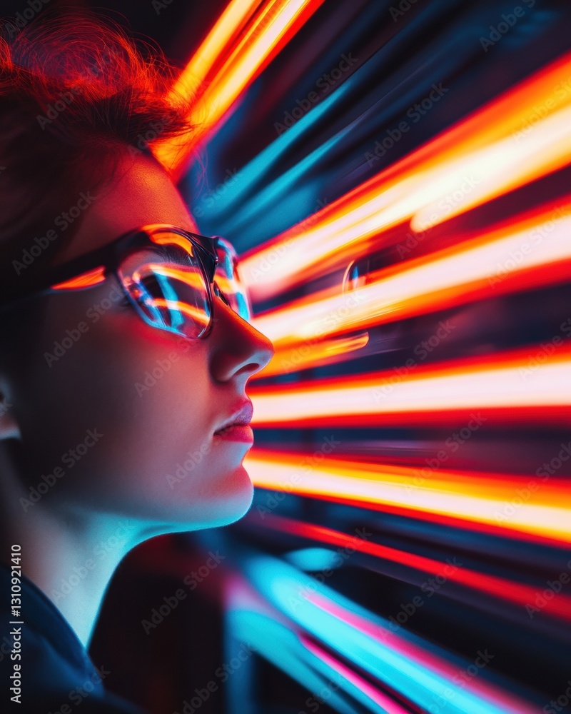 Aufkleber cyberpunk fusion immersive digital experience with dynamic neon light streaming - next-gen creative 