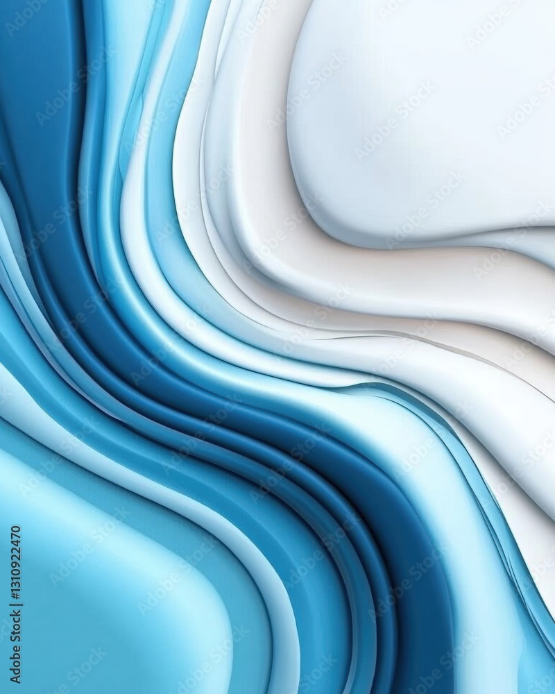 Aufkleber fluid dynamics minimalist blue wave liquid art for digital branding, modern tech visualization and p