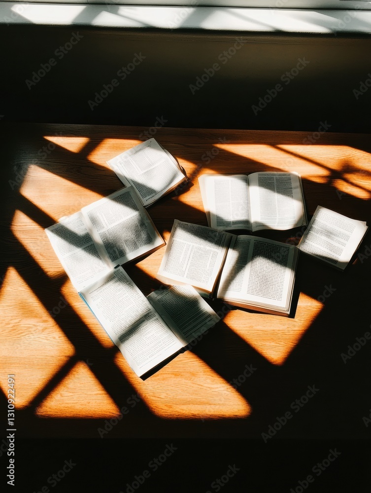 Aufkleber mindful learning aesthetic soft-lit study ambiance with open textbooks, dynamic shadow play - gen z 