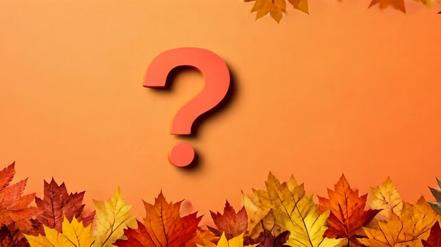 Autumnal Enigma: A Question Mark Amidst Fall Leaves