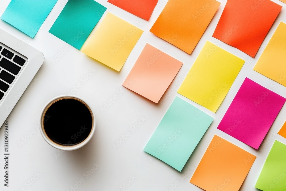 Aufkleber Vibrant Creative Process Minimalist AI-Driven Workspace Design with Color Psychology and Modern Productivity Mapping for Digital Entrepreneurs