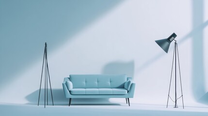 Light-filled Room with Blue Couch
