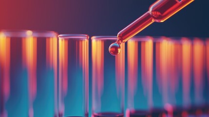Naklejka premium Colorful Glass Test Tubes with Dropper in Laboratory Setting