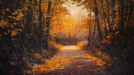 Autumnal Path: A Golden Forest Trail