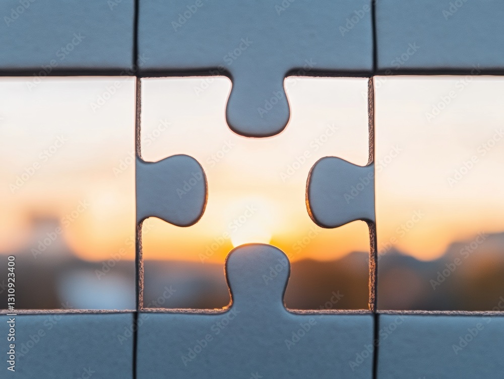 Poster transformative problem-solving innovative glass puzzle reveals future-ready strategic vision with mi