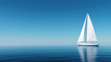 Tranquil Sailboat on Calm Blue Water Under Clear Sky