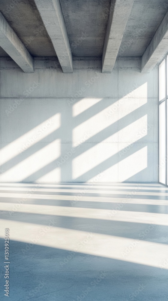 Poster Brutalist Urban Workspace Minimalist Concrete Sanctuary with Dynamic Light Flow - Architectural Serenity for Modern Professional Environments