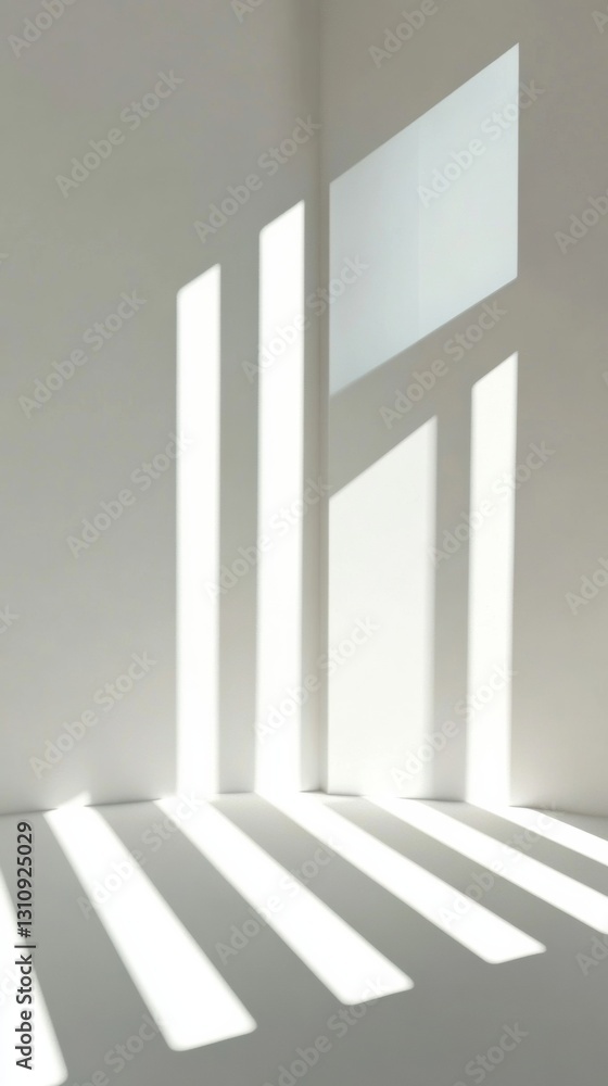 Poster minimalist light architecture ethereal shadow play in contemporary white space - innovative design n