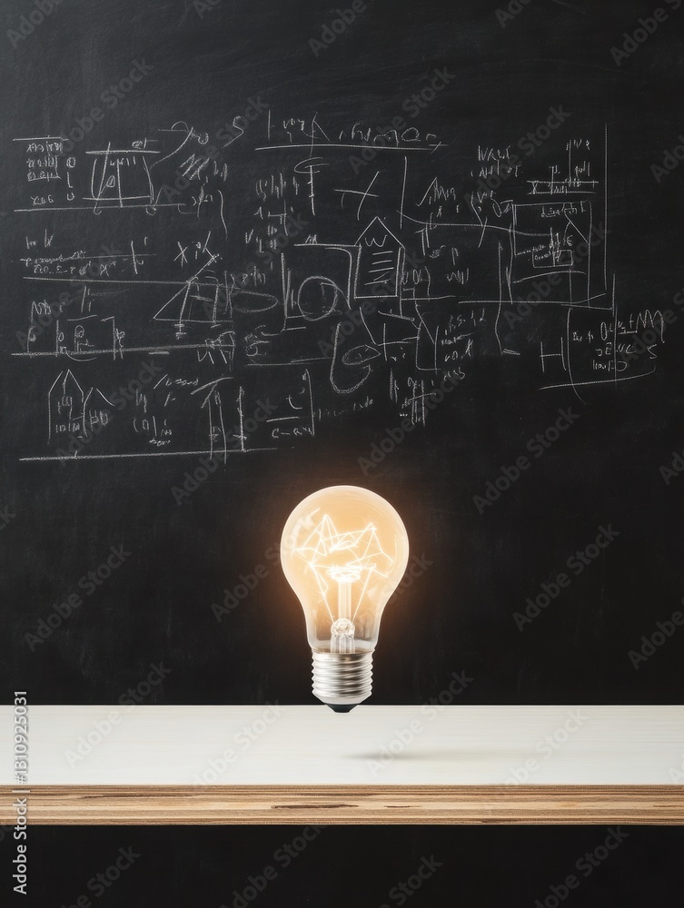 Poster illuminating stem innovation glowing lightbulb breakthrough visualization for next-gen educational t
